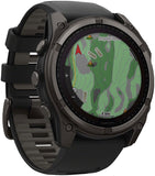 Garmin fenix 8 Smartwatch - 51mm Solar Sapphire Carbon Gray DLC Titanium with Black/Pebble Gray Silicone