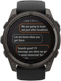 Garmin fenix 8 Smartwatch - 51mm Solar Sapphire Carbon Gray DLC Titanium with Black/Pebble Gray Silicone