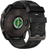 Garmin fenix 8 Smartwatch - 51mm Solar Sapphire Carbon Gray DLC Titanium with Black/Pebble Gray Silicone