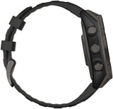 Garmin fenix 8 Smartwatch - 47mm Solar Sapphire Carbon Gray DLC Titanium with Black/Pebble Gray Silicone