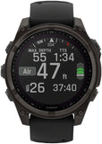 Garmin fenix 8 Smartwatch - 47mm Solar Sapphire Carbon Gray DLC Titanium with Black/Pebble Gray Silicone