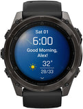 Garmin fenix 8 Smartwatch - 51mm AMOLED Sapphire Carbon Gray DLC Titanium with Black/Pebble Gray Silicone
