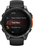 Garmin fenix 8 Smartwatch - 47mm AMOLED Sapphire Carbon Gray DLC Titanium with Black/Pebble Gray Silicone