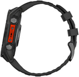 Garmin fenix 8 Smartwatch - 47mm AMOLED Sapphire Carbon Gray DLC Titanium with Black/Pebble Gray Silicone