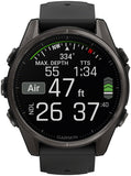 Garmin fenix 8 Smartwatch - 43mm AMOLED Sapphire Carbon Gray DLC Titanium with Black/Pebble Gray Silicone