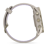 Garmin Forerunner 970  Soft Gold Titanium with French Gray Case and French Gray Translucent Indigo Band