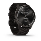 Garmin vivomove Style, Graphite Aluminum Case with Black Pepper Woven Nylon Band