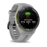 Garmin Approach S70, 42 mm, Black/Amp Yellow Ceramic Bezel with Powder Gray Silicone Band
