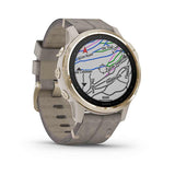 Garmin, fenix 6S, Sapphire, Watch, Watch Color: Champagne, Wristband: Shale - Silicone, 010-02159-39