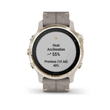 Garmin, fenix 6S, Sapphire, Watch, Watch Color: Champagne, Wristband: Shale - Silicone, 010-02159-39