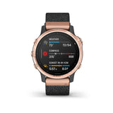 Garmin, fenix 6S, Sapphire, Watch, Watch Color: Rose Gold Tone, Wristband: Black - Nylon, 010-02159-36