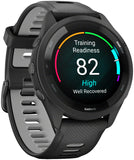 Garmin Forerunner 265 GPS Smartwatch - 46mm Black Bezel and Case Black/Powder Gray Silicone Band
